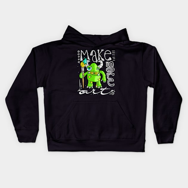 Make More Art Monster with Paintbrush Kids Hoodie by The Craft ACE